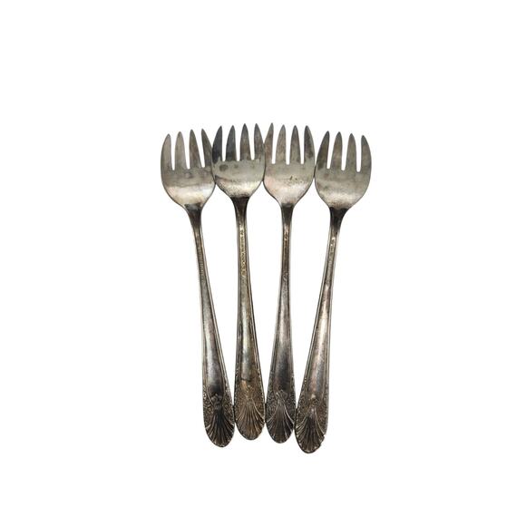 Radiance 1939 Crown Silverplate Salad Forks 6" International Silver Lot of 4 VTG - Picture 6 of 8